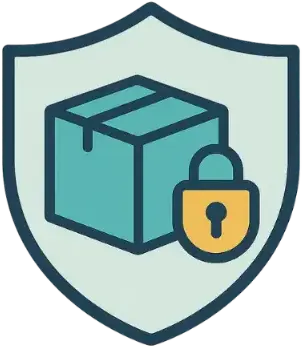 ●Shield icon with pill in hand and checkmark representing verified medicine access