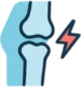 Knee joint with lightning bolt icon labeled Pain & Nerve Relief